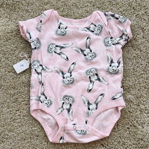 Rosie Pope Pink Bunny Print Bodysuit - Picture 1 of 3